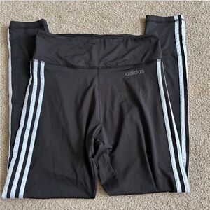 Adidas Kids Charcoal Leggings with White Stripes